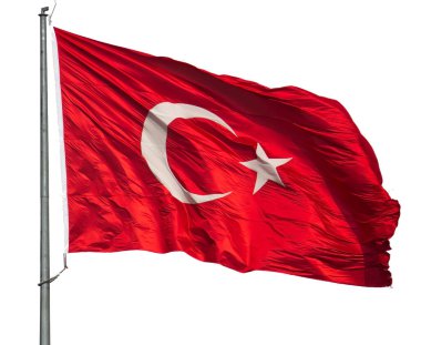 Türk bayrağı beyaz arkaplanda izole