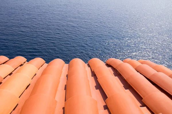 Κλασικό Κόκκινο Πλακάκια Στέγες Αδριατική Θάλασσα — Φωτογραφία Αρχείου