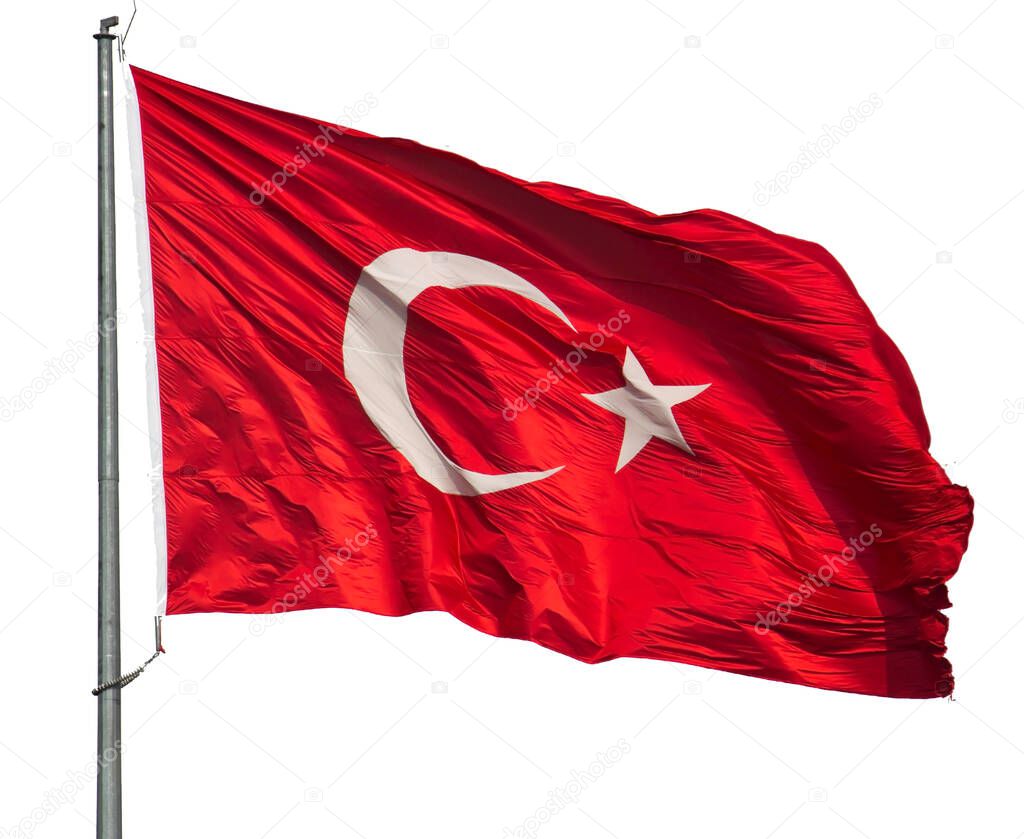 Turkish flag isolated over white background