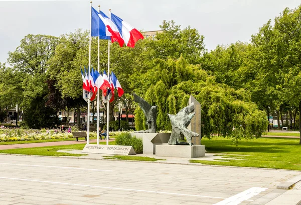 Havre France Resistance Deportation Monument French Flags City Center Havre — Stock Photo, Image