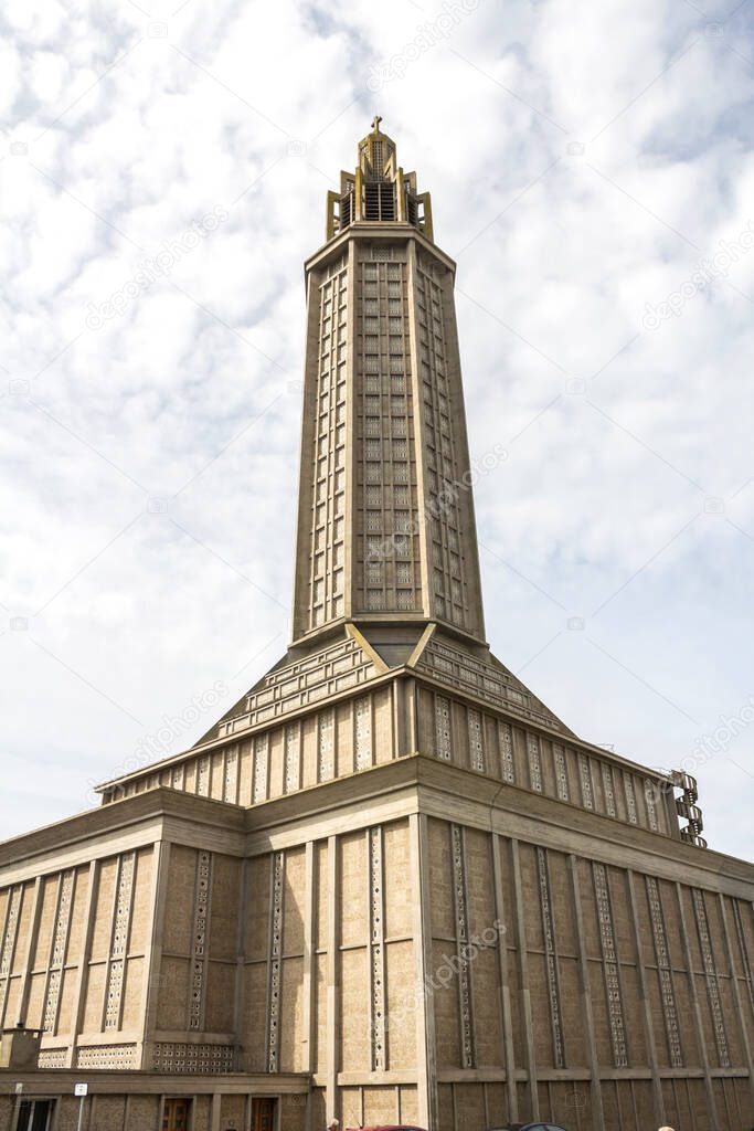 Le Havre, France : St. Joseph's Church in Le Havre in Normandy, France.