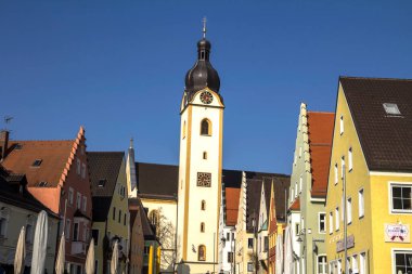 Schwandorf, GERMANY-March23, 2019: Bavyera 'da Schwandorf manzarası