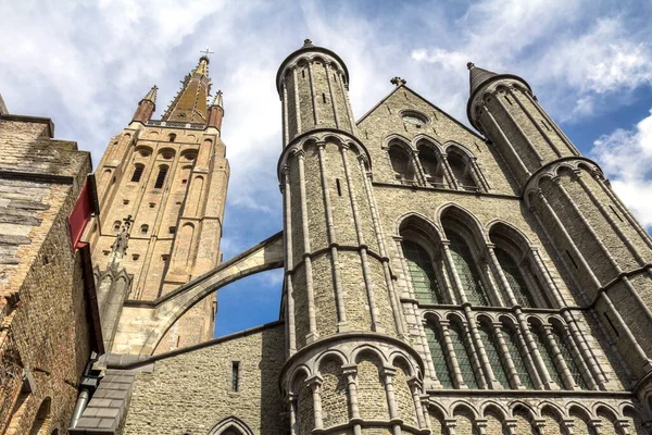 Фасад Висока Вежа Церкви Богоматері Брюгге Бельгія — стокове фото