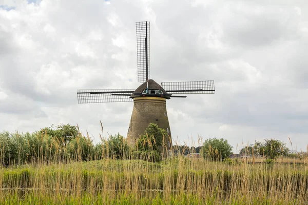 Die Ländliche Landschaft Der Niederlande Mit Windmühlen Berühmten Touristenort Kinderdijk — Stockfoto