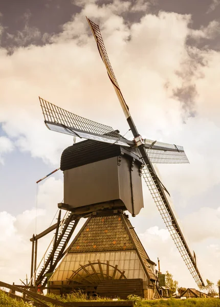 Landschap Het Nederlandse Platteland Met Windmolens Bij Kinderdijk Rotterdam Oud — Stockfoto
