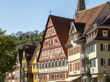 Esslingen, Almanya 'nın Ortaçağ kasabası Esslingen am Neckar manzarası