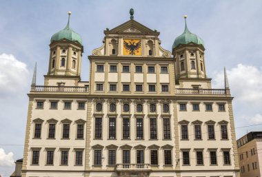 Rathausplatz, Augsburg, Swabia, Bavyera, Almanya 'da Belediye Binası (Augsburger Rathaus)