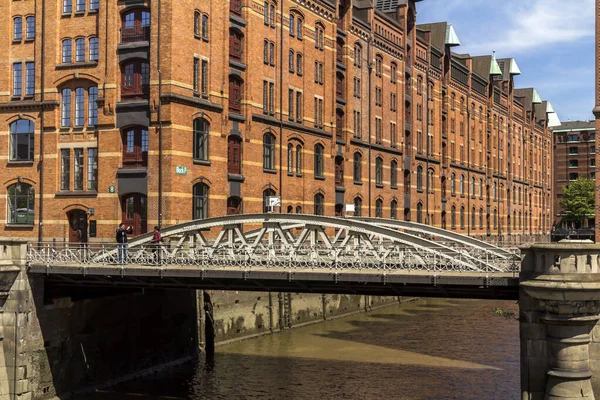 Famoso Distrito Armazém Speicherstadt Hamburgo Dentro Bairro Hafencity Alemanha Hamburgo — Fotografia de Stock