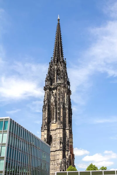 Torre Igreja Nikolai Hamburgo Alemanha — Fotografia de Stock