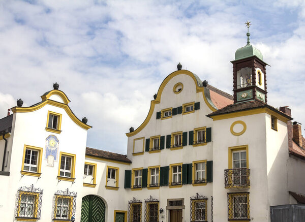 Sundial at the Heckelhaus, Allersberg, Franconian lakeland, Middle Franconia, Bavaria, Germany