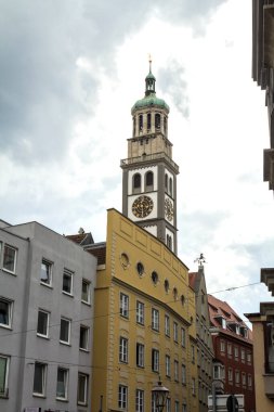 Perlach Kulesi (Perlachturm) Augsburg, Swabia, Bavyera, Almanya