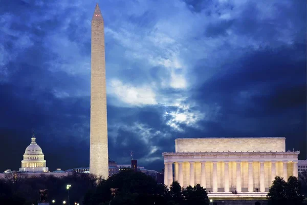 Horizonte Washington Incluyendo Lincoln Memorial Monumento Washington Edificio Del Capitolio — Foto de Stock