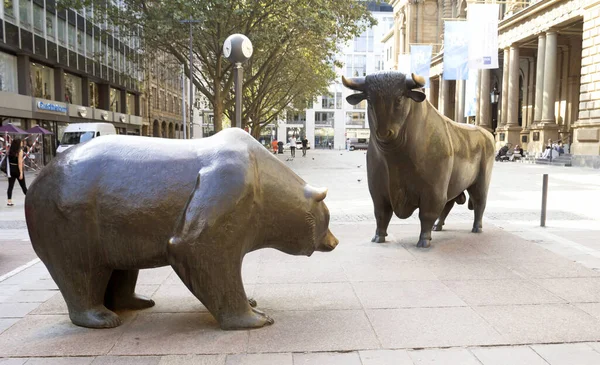 Det Inte Sant Tyskland Skulptur Tjur Och Björn Frankfurtbörsen Tyskland — Stockfoto