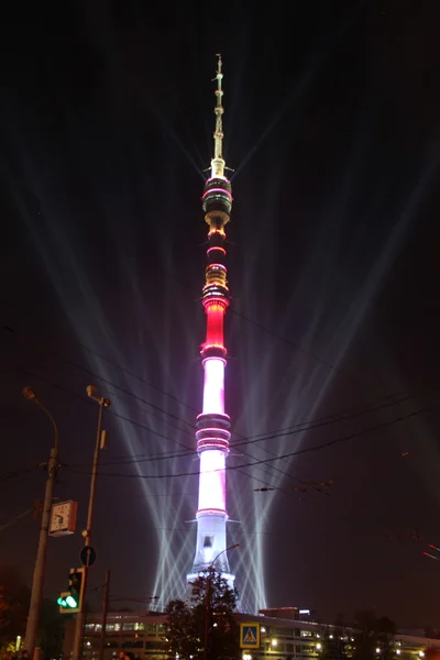 Panorama van de Ostankino-toren in de nacht — Stockfoto