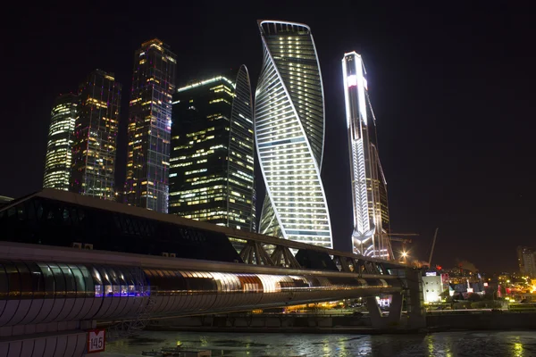 Moskau Stadt, Nacht, Winter, Moskau, Russland — Stockfoto