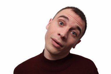 Genç adam duygular çeşitli gösterilen