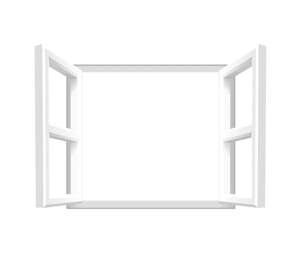 Ventana abierta blanca lisa — Vector de stock