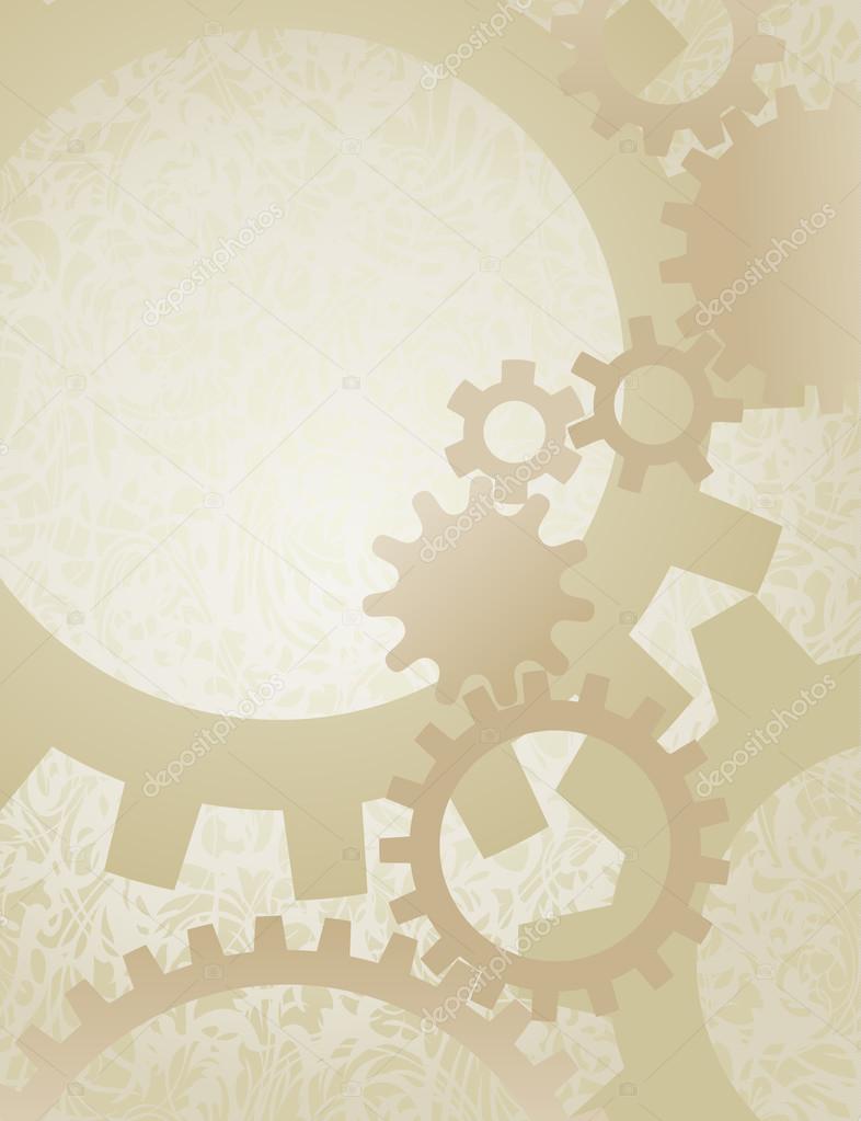 Steampunk Gears Background on Parchment