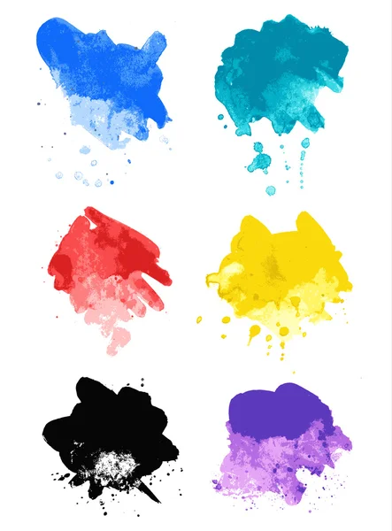 Regenboog splash aquarel verf splatters — Stockvector