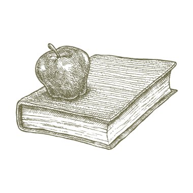 Kitap çizim, elma okul kavramı