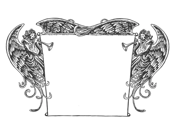 Angel Banner, Estilo Vintage — Archivo Imágenes Vectoriales