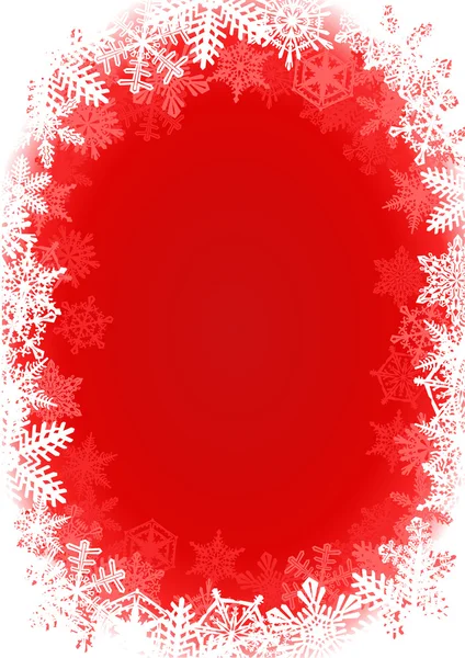 Snowflake Framed Red Christmas Background — Stock Vector