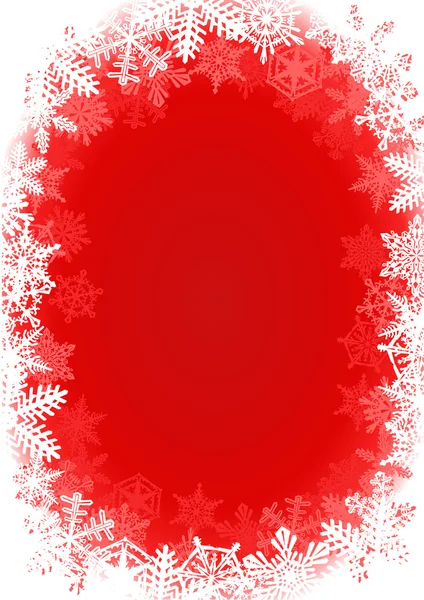 Snöflinga inramade röd jul bakgrund Stockvektor