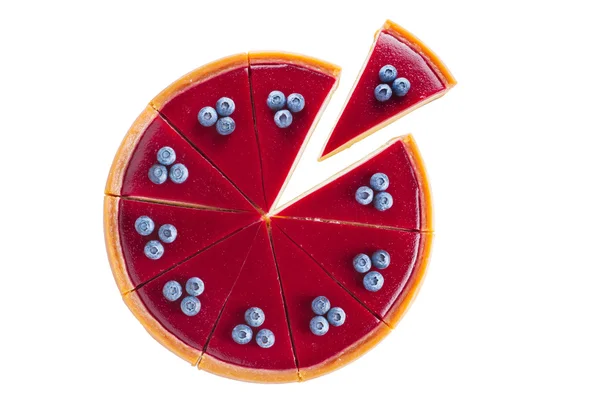 Cheesecake ile yaban mersini bir beyaz arka plan tek parça ayrı ayrı