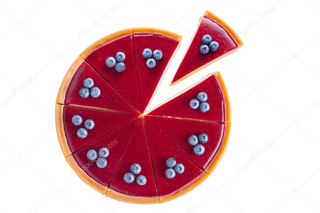 cheesecake with blueberries on a white background one piece separately