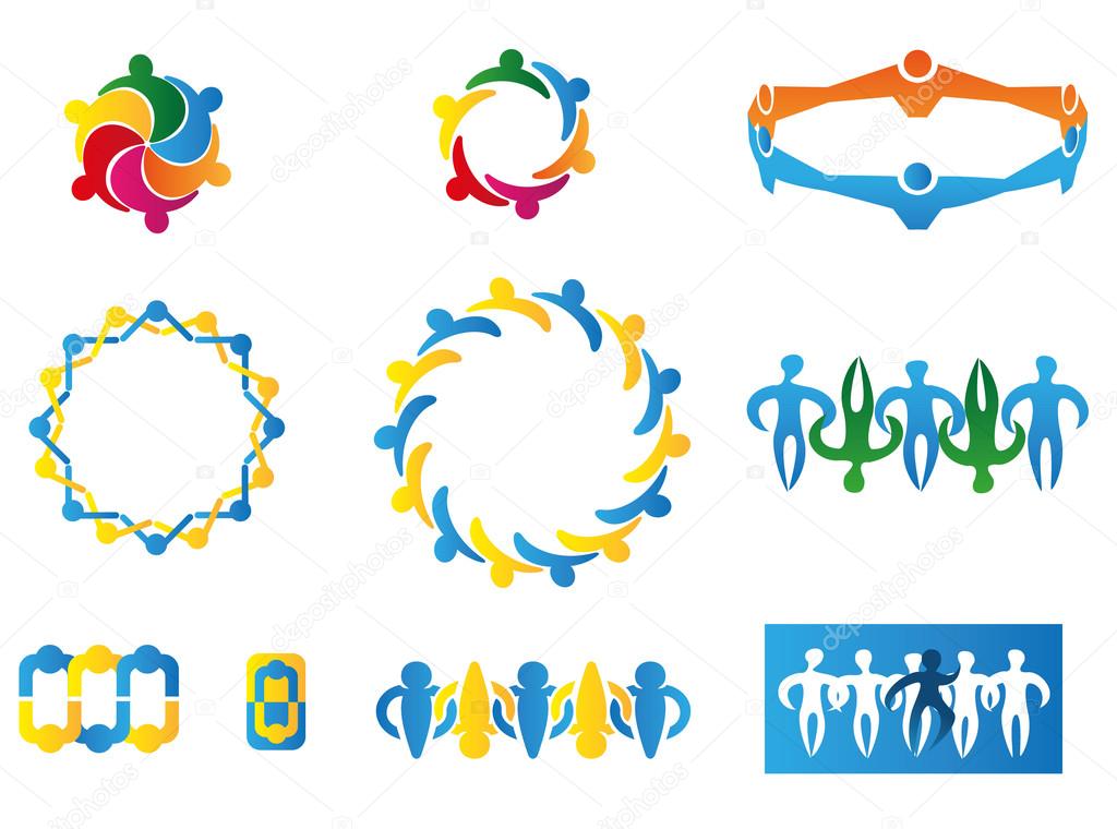 Icons geometric symbols representing union society. Ideal for visual communication, information and institutional material