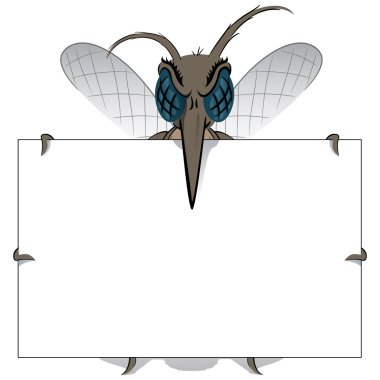 Mosquito stilt holding poster Great. Ideal for informational and institutional related sanitation and care clipart