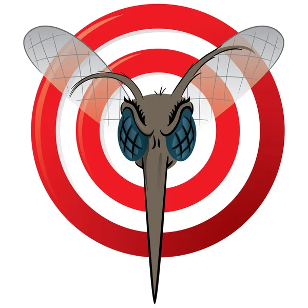 Natureza, Mosquito com sinal de mira ou alvo, Cabeça da frente. Ideal para saneamento e cuidados informativos e institucionais —  Vetores de Stock