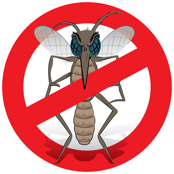 Природа, комары мешают с запрещенным знаком, спереди. Идеально подходит для информационной и институциональной санитарии и ухода

