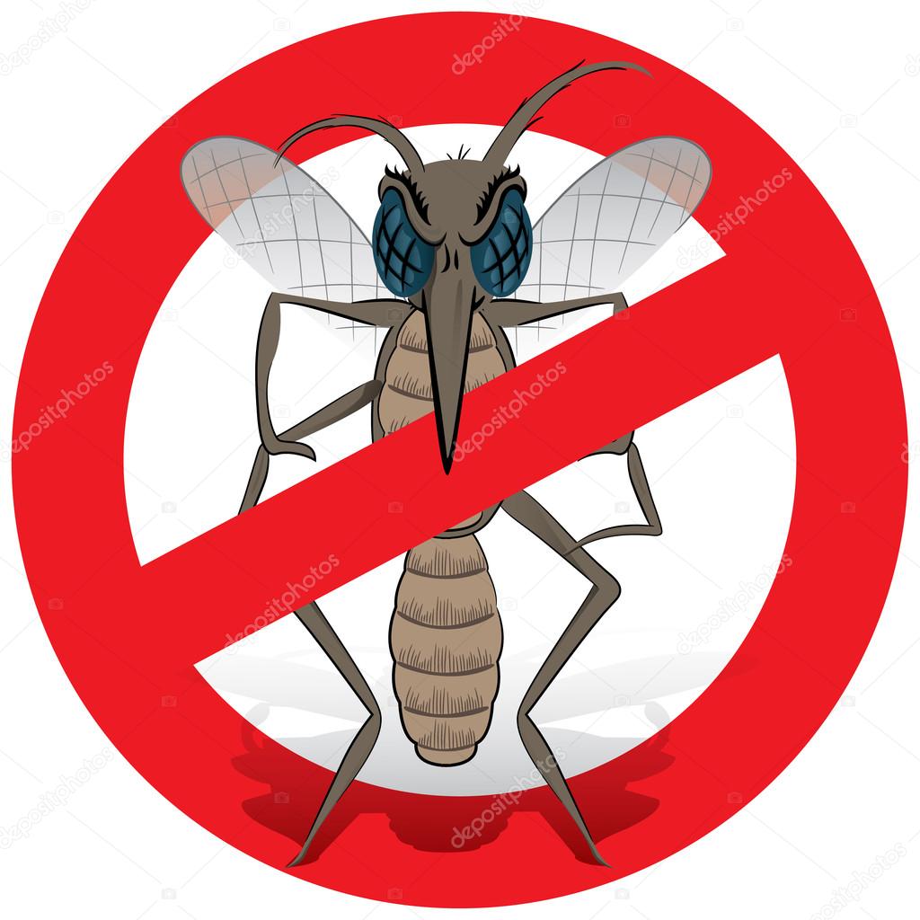 Nature, Mosquito stilt with prohibited sign, front. Ideal for informational and institutional related sanitation and care