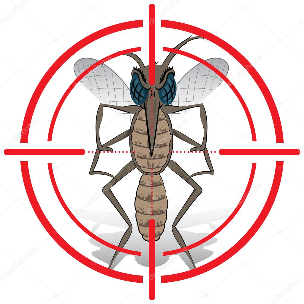 Nature, Mosquito with stilt sights signal or target, Front. Ideal for informational and institutional related sanitation and care