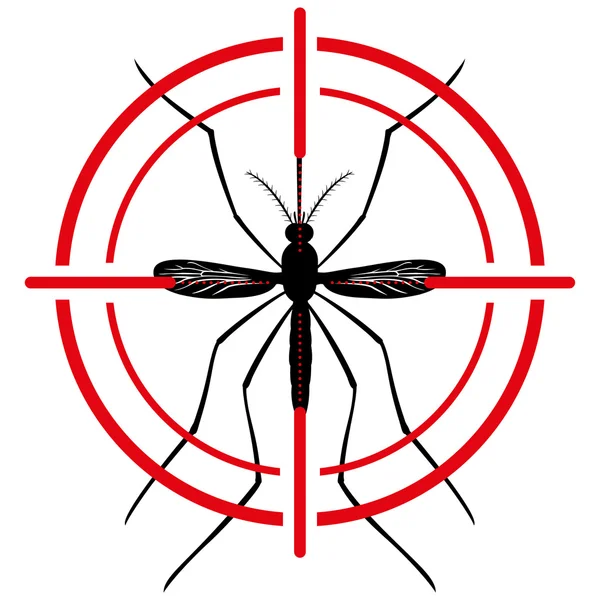 Natur, Mückensilhouette mit Sichtsignal oder Zielscheibe, Draufsicht. ideal für informative und institutionelle sanitäre Einrichtungen und Pflege — Stockvektor