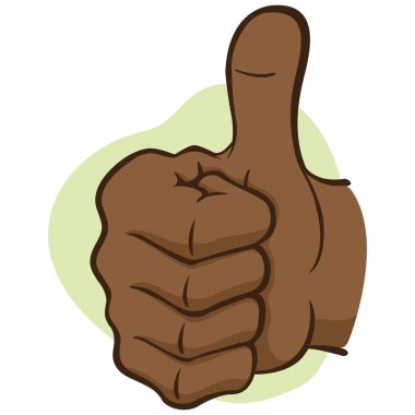 Bir insanın elini temsil eden illüstrasyon doğru sinyal, tamam, evet, doğru, Afrika kökenli. Bilgilendirme ve kurumsal materyaller için idealdir