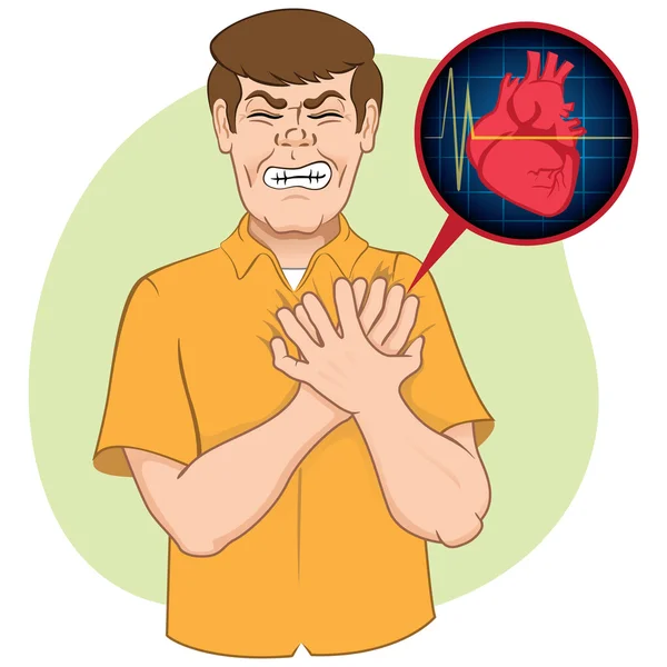 Illustration is first aid person suffering a heart attack, CPR. Ideal for relief tutorials and medical manuals — Stock Vector