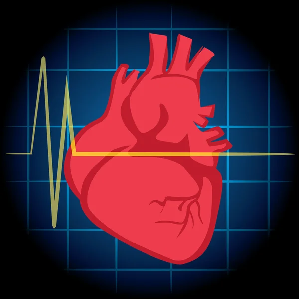 Ilustração é primeiros socorros, coração ícone, ataque cardíaco, RCP. Ideal para tutoriais de alívio e manuais médicos —  Vetores de Stock