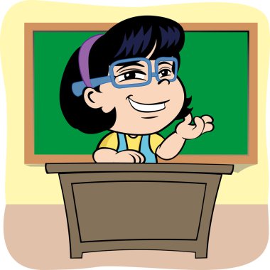 Okul sınıf masada oturan bir kişi öğretmen ilişkindir. eğitim materyali için ideal ve kurumsal