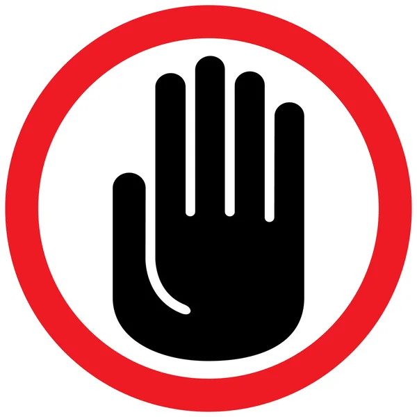 Pictogram, wegwijzer van de palm van de hand, stop, aandacht. Ideaal voor informatieve en institutionele — Stockvector