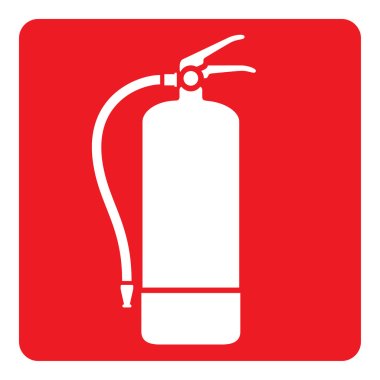 Piktogram kırmızı sinyal, yangın söndürücü. Görsel iletişim malzemeleri ve güvenlik ve yangın önleme için idealdir