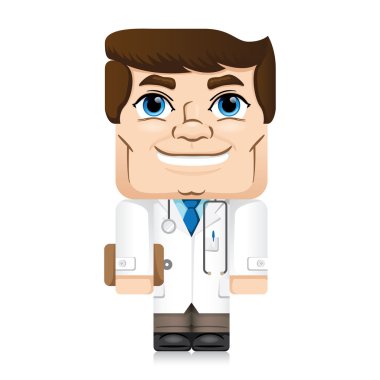 Bir açık papertoy, ceket adam, doktorunuza veya eczacınıza Pano ve stetoskop ile temsil eden illüstrasyon. Tıp ve eğitim bilgi malzemeleri için ideal