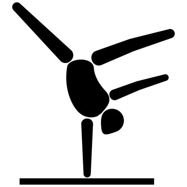 Bu spor piktogram, Artistik Jimnastik modalite oyunlar var. Spor malzemeleri için ideal ve kurumsal