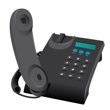 İllüstrasyon, kablolu bir Danışma telefon nesnesidir. Katalog ve kurumsal malzeme için idealdir
