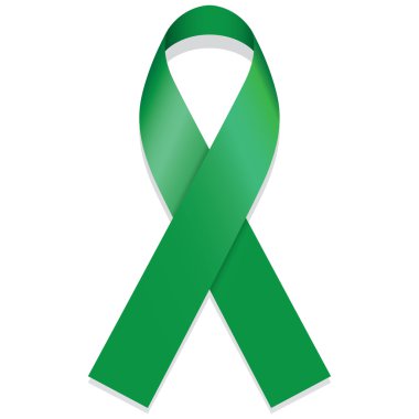 Mücadele ve farkındalık, yeşil Şerit simge sembolü. Eğitim materyalleri ve bilgi için idealdir