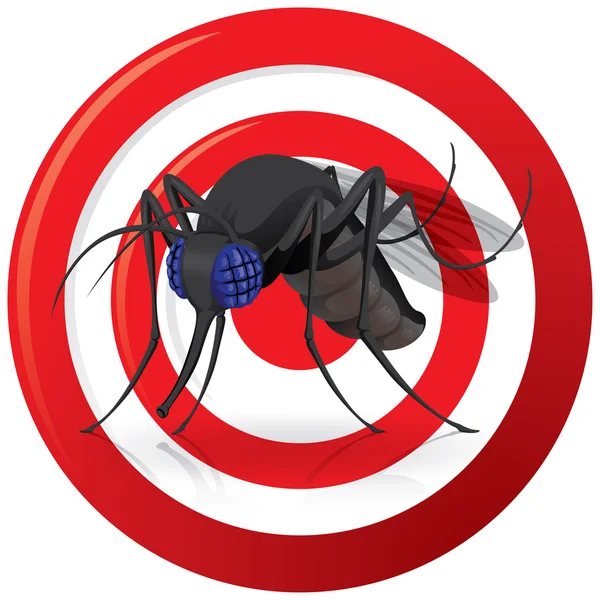 Σηματοδότηση, πλευρά μαύρο με στόχο τα κουνούπια. σήμα στόχου. Ιδανικό για ενημερωτικούς και θεσμική σχετικό υγιεινή και φροντίδα — Διανυσματικό Αρχείο
