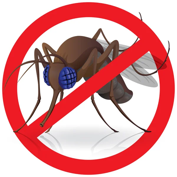 Señalización, lado Los mosquitos Stilt vuelan con aviso de señal prohibida. Ideal para el saneamiento y la atención relacionados con la información y las instituciones — Vector de stock