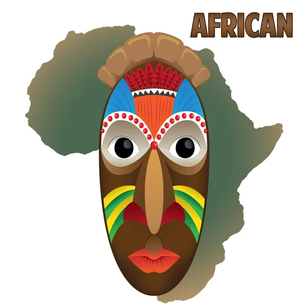 İllüstrasyon sanat maskesi ritüel Afrika kültür örneği. Kurumsal ve eğitim malzemeleri için ideal — Stok Vektör