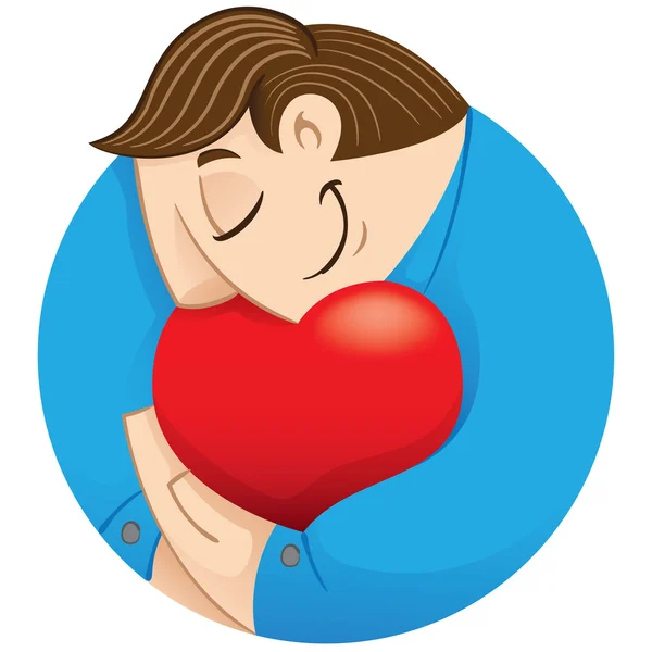 Pessoa executiva Ilustração abraçando um coração mostrando amor. Ideal para treinamento de catálogos institucionais e informativos —  Vetores de Stock